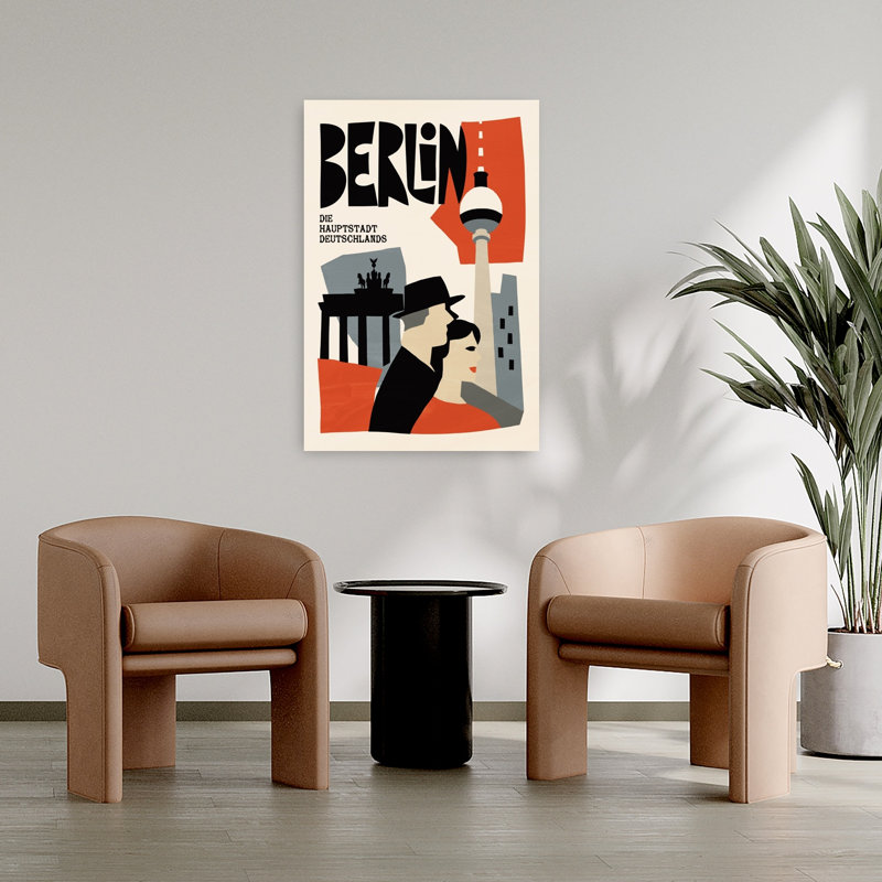 «Retro Berlin Travel Classic Retro Vintage Architecture City», reproduction d'art murale, H 36 po x l 24 po