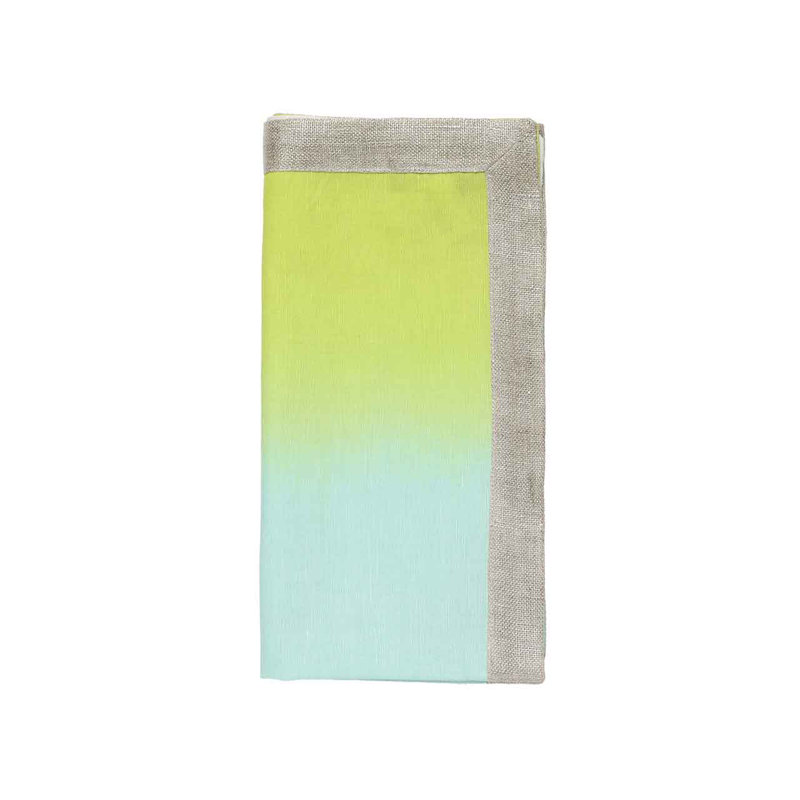 Dip Dye Linen Napkin, Blue/Green