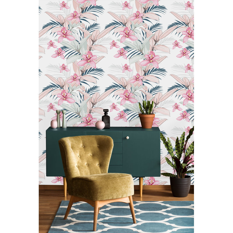 Murale à peindre en fleurs douces tropicales, l 25 po x L 50 po