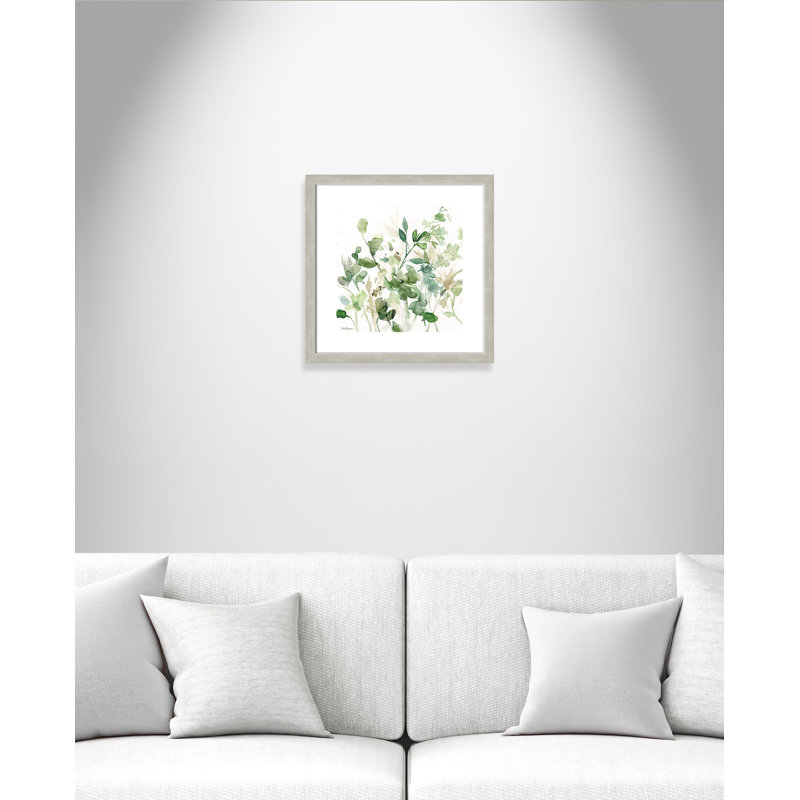 « sage jardin i », reproduction de peinture à l’aquarelle encadrée, Argent chaleureux, H 17,5 po x l 17,5 po x P 1,125 po