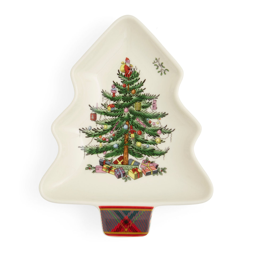 Spode Christmas Tree Tartan Spoon Rest 7" Spode