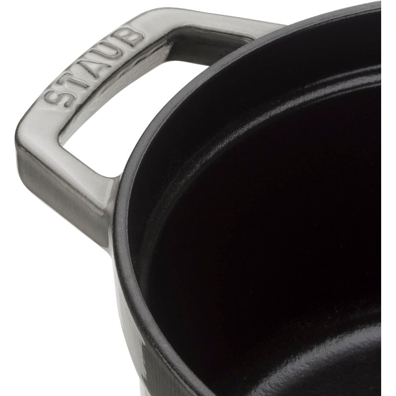 Staub Cast Iron 24cm Round Roaster/Cocotte, Dishwasher Safe, 3.8 quarts, Graphite Gray