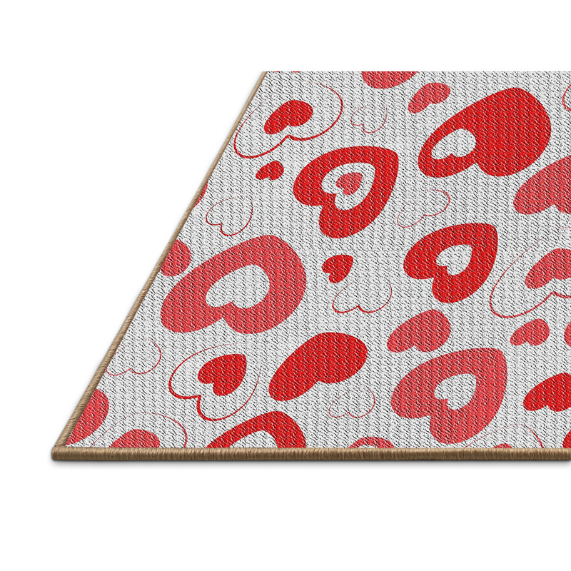 Tapis rouge/gris à motifs Hyuk, Rectangle 5 pi x 7 pi