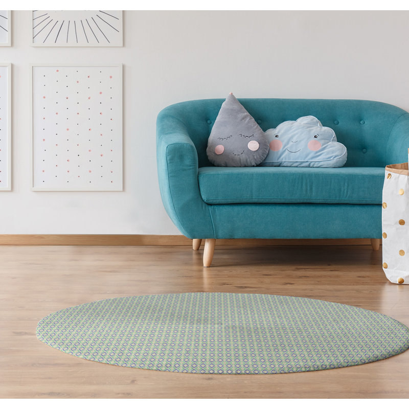 Chenille Geometric Indoor Rug, Round 5'