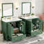 Ensemble de meuble-lavabo vert 60 po avec double meuble-lavabo (séparé), double lavabo en céramique, tablette de rangement et tiroirs séparés (miroir non inclus) - Solution de salle de bain moderne pour salles de bain spacieuses-131576345