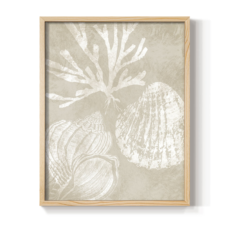 Neutre corail I, reproduction encadrée - bois massif, Naturel, H 15 po x l 12 po