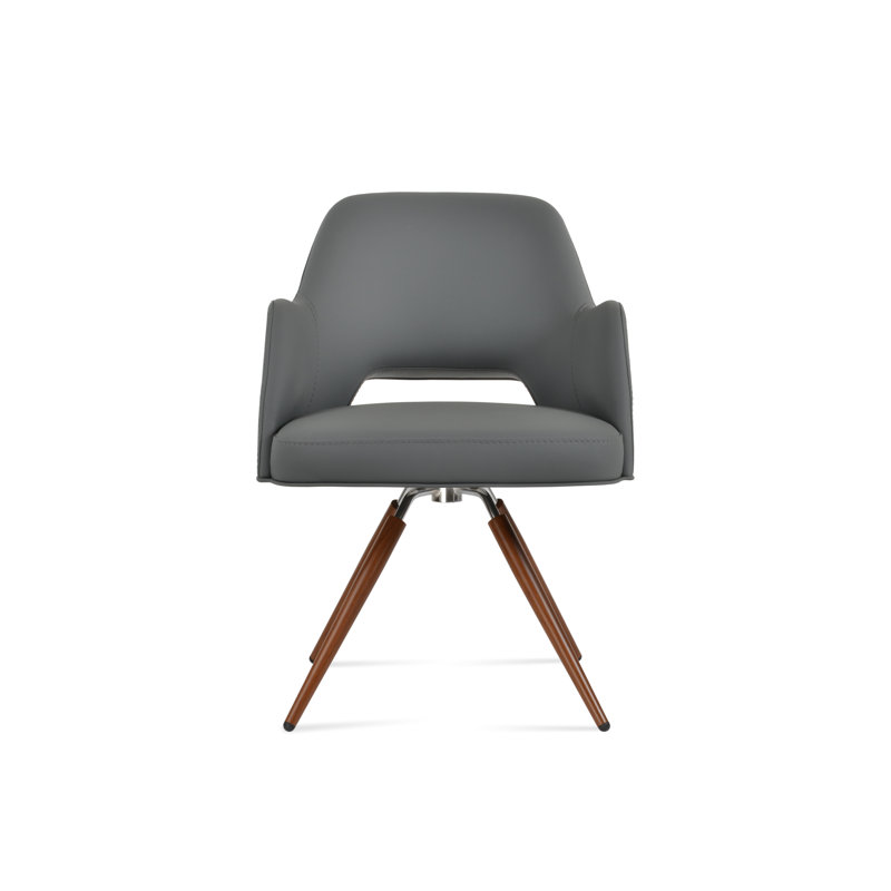 Chaise d'appoint pivotante carotte Marash, Gris, Noyer