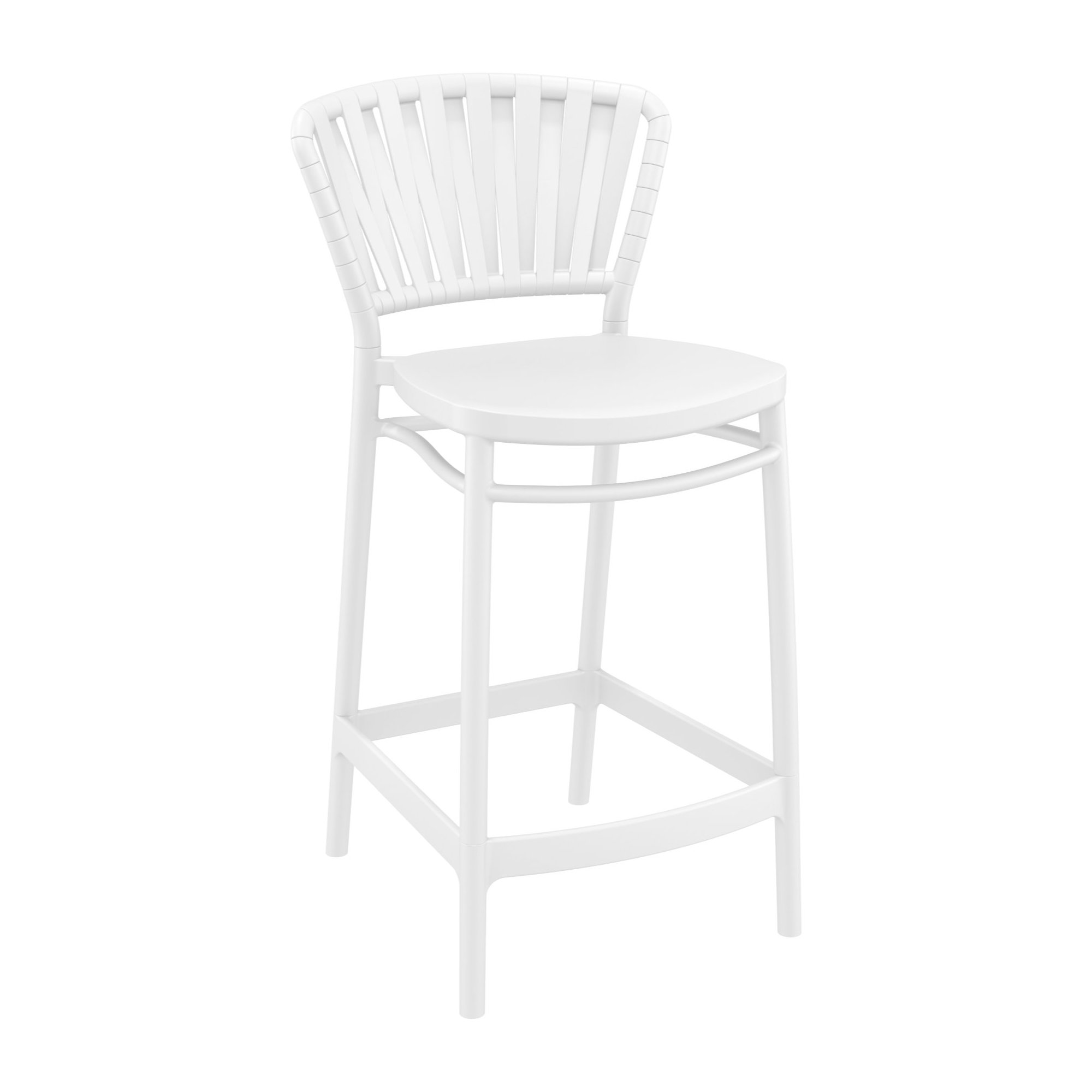 Newport Outdoor Barstool, White, 25.6"