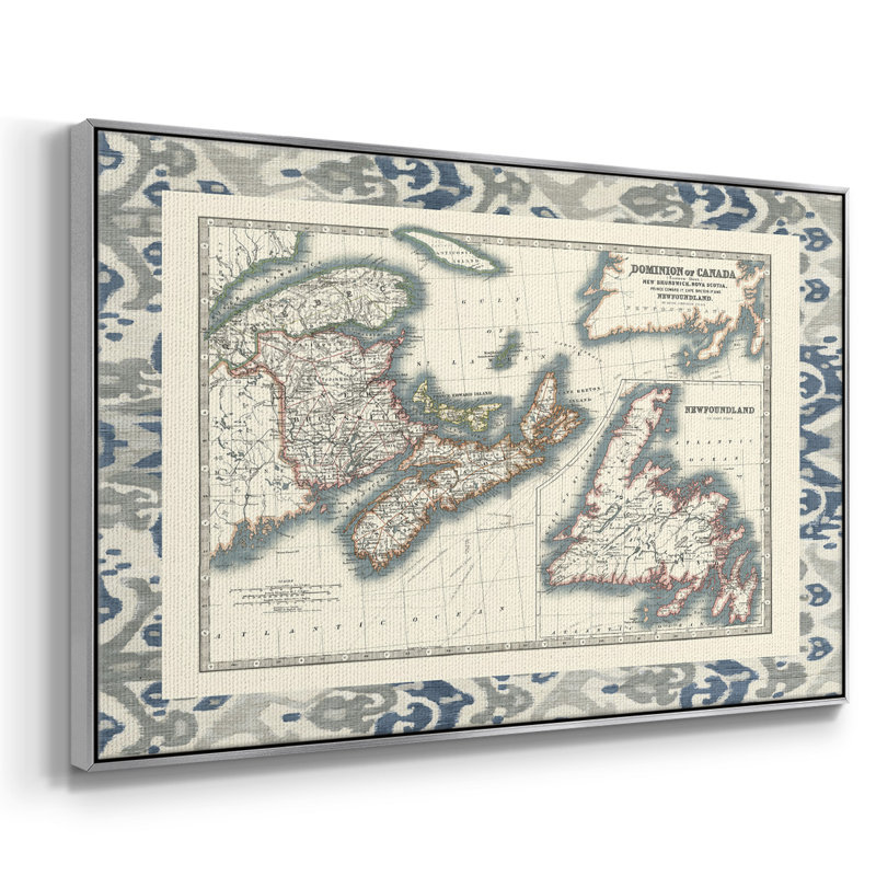 Carte du Canada bordée, Argent, H 27 po x l 41 po x P 2 po