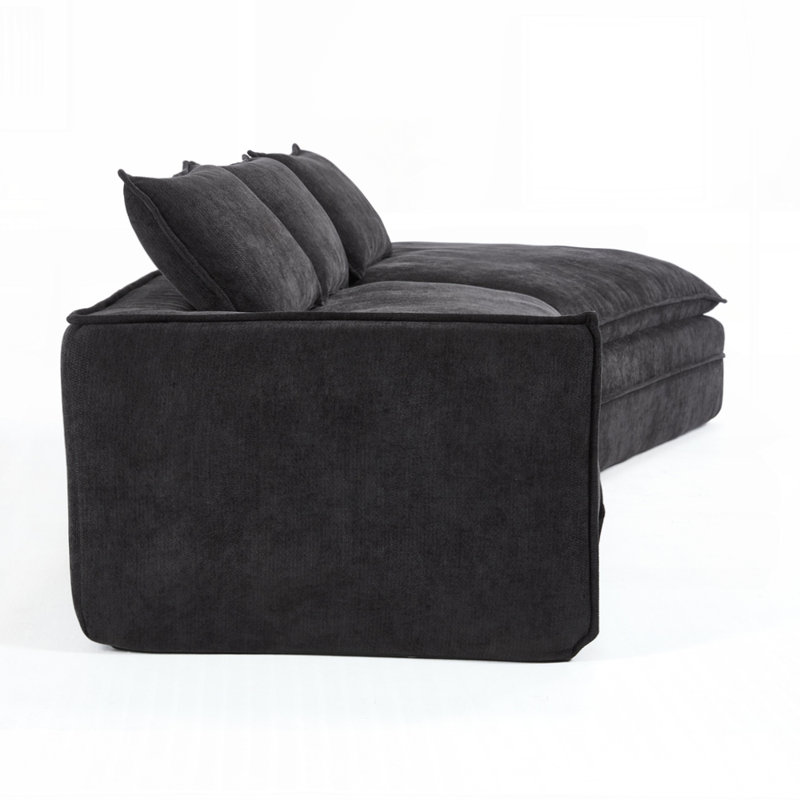 Canapé modulaire rembourré avec sièges profonds Modern Minimalist, Noir