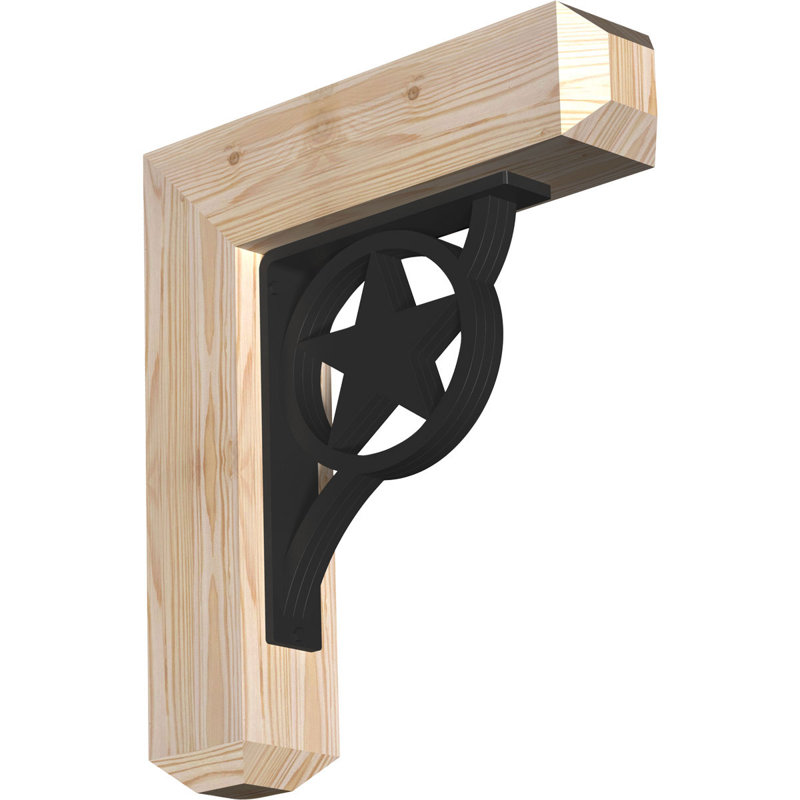 3 1/2"W x 18"D x 20"H Austin Craftsman Ironcrest Smooth Bracket, Douglas Fir (2"W x 10"D x 12"H Iron Bracket), 20"H x 18"D