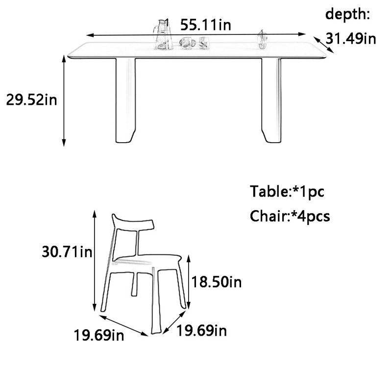 Dian, 29.52"H x 55.11"L x 31.49"W