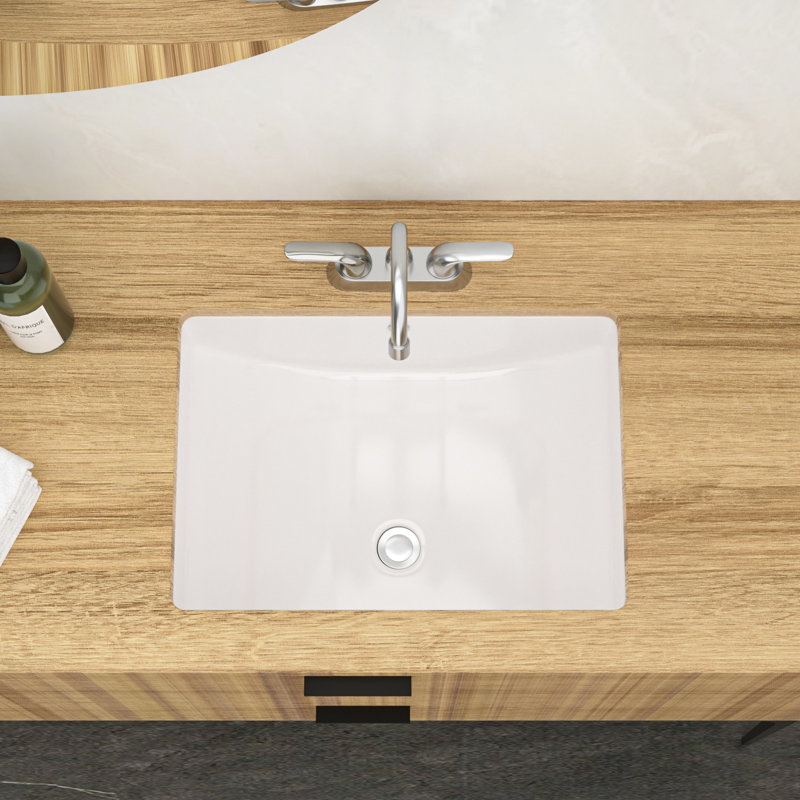Ceramic Rectangular Undermount Bathroom Sink With Overflow - Low Water Absorption, For Multiple Uses Acid , Different