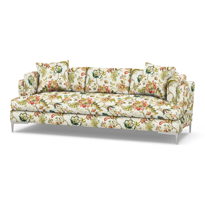 Aiden Upholstered 90.5'' Sofa, Polished Stainless, Perigold  Caper Linen