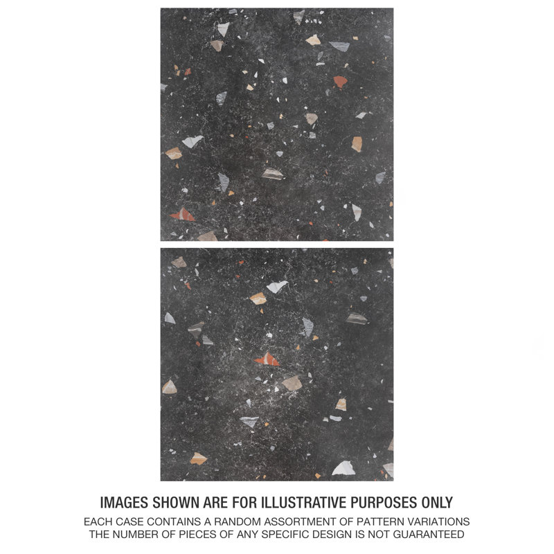 Sonar 26" x 26" Porcelain Stone Look Wall & Floor Tile, Black