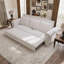 Canapé Chesterfield, canapé-lit gigogne de 93,7 po, canapé-lit convertible en velours 3 en 1 avec garniture cloutée et accoudoirs roulés, canapé-lit multifonctionnel pour le salon, la chambre à coucher, beige / blanc