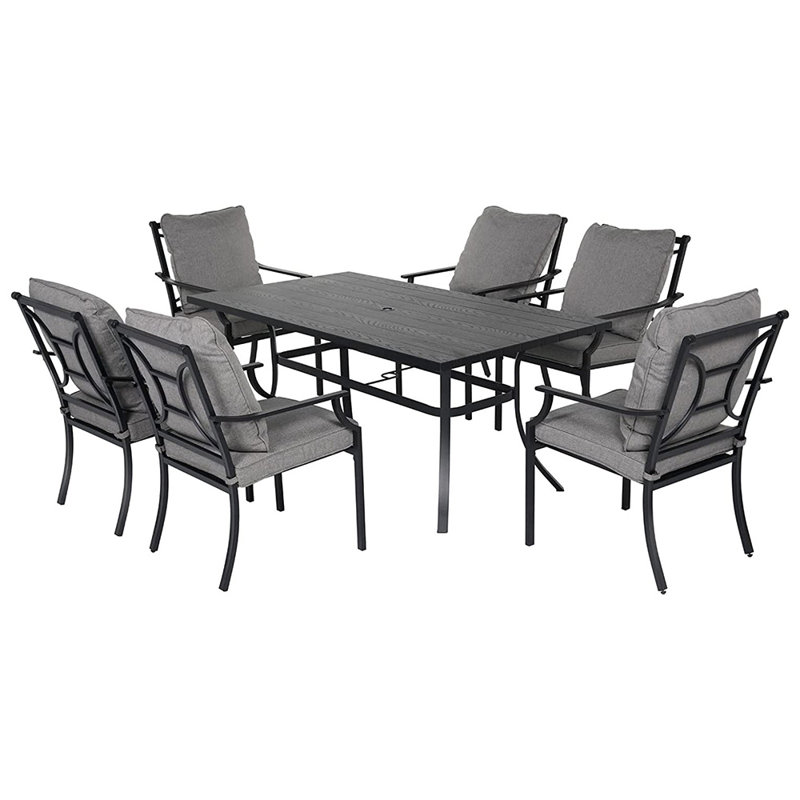 Metal 7-Piece Outdoor Patio Dining Set with Cushions 