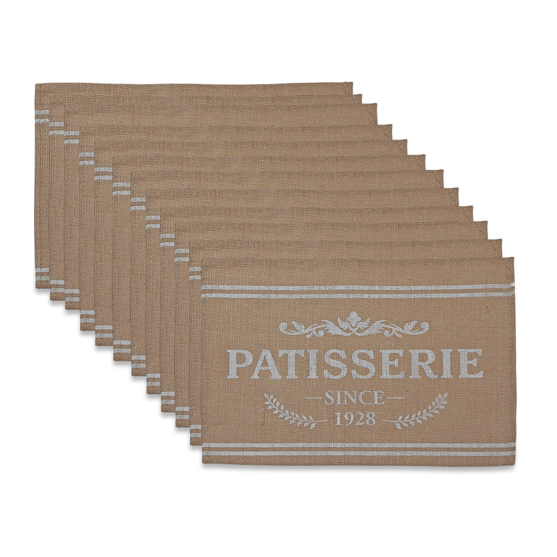Napperon en jute Patisserie - ensemble de 12, Brun / Blanc