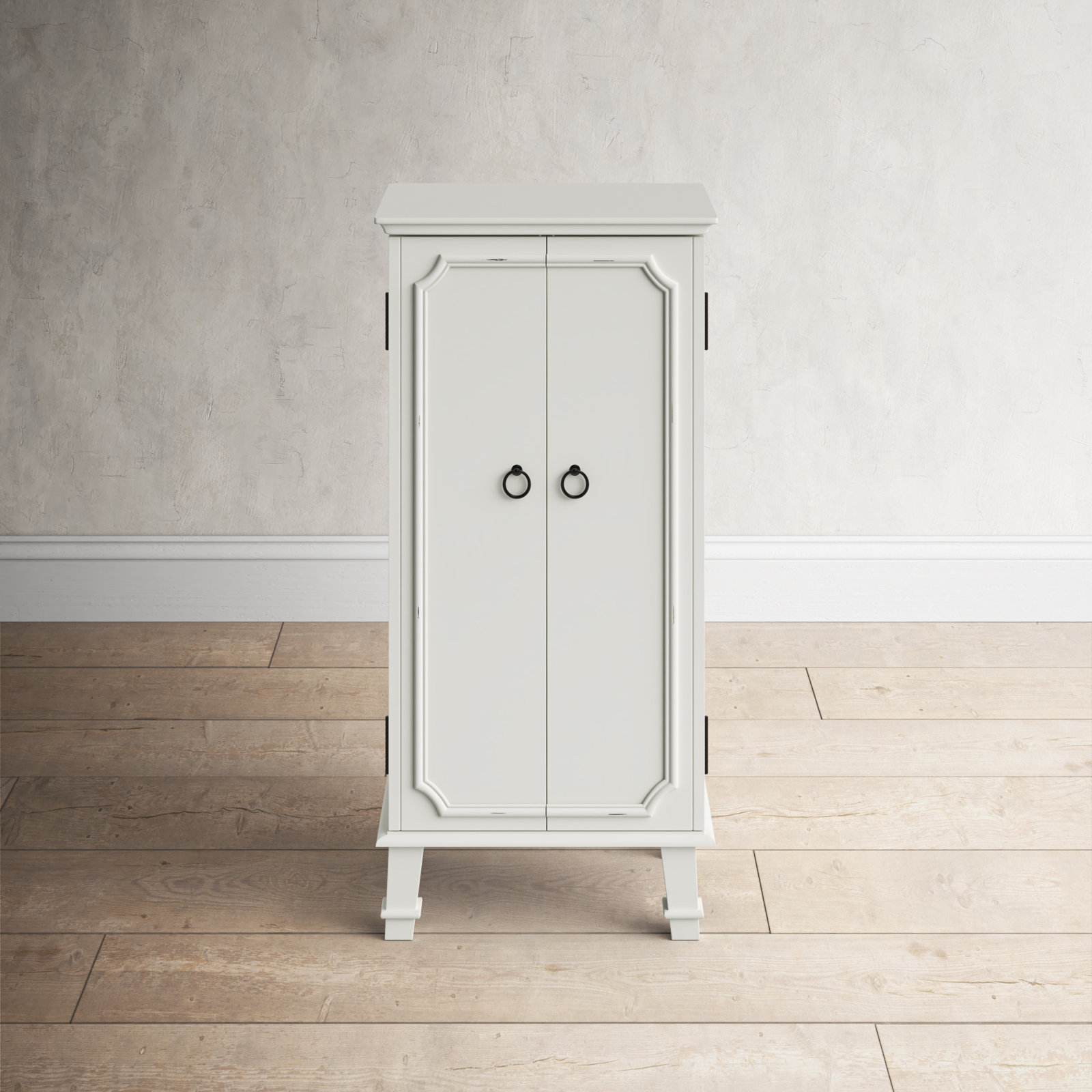 Maddox Jewelry Armoire with Mirror, White
