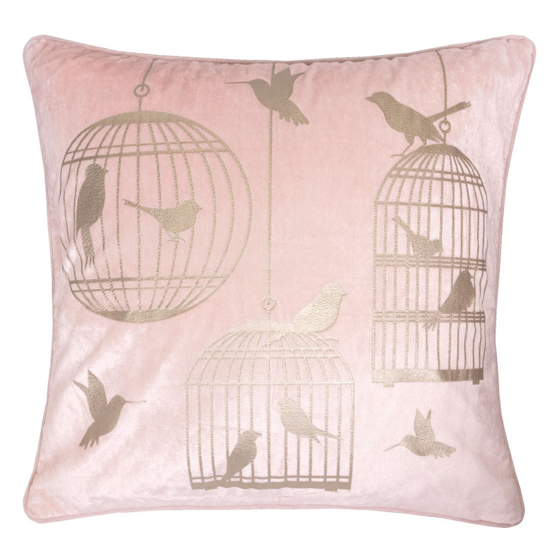  Coussin en velours Bird Cage, Rosé