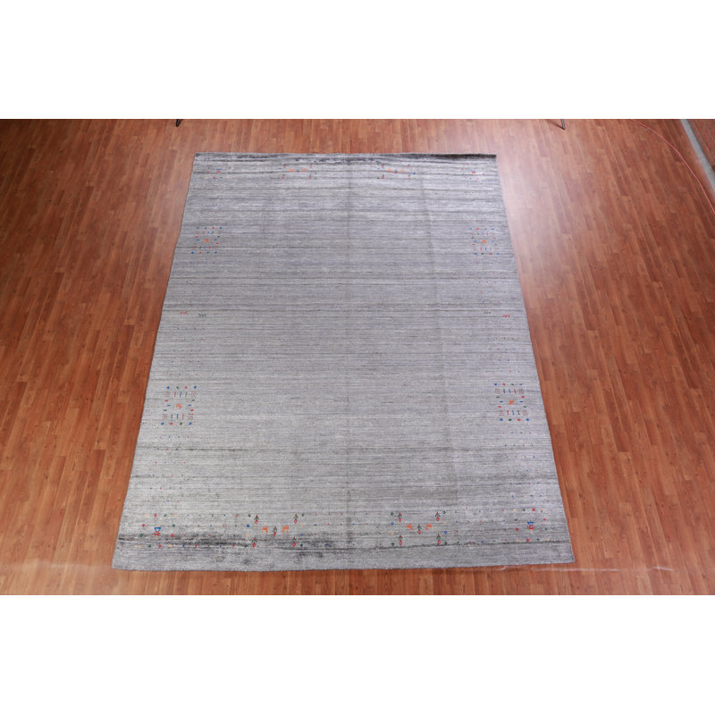 Tapis rayé gris Gabbeh 9 x 12