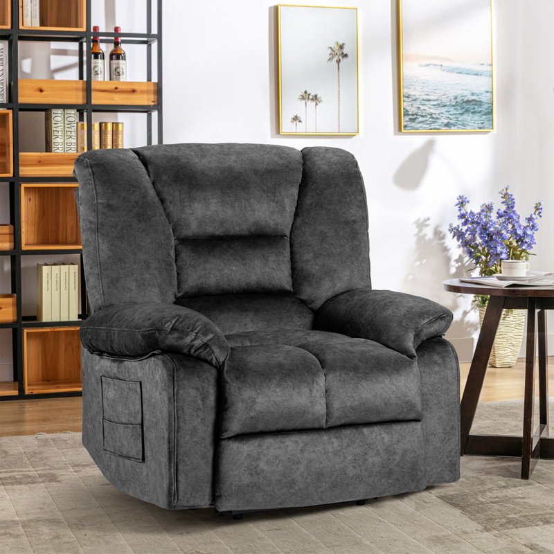 Fauteuil inclinable manuel standard surdimensionné en velours de 49,2 po de largeur, Gris