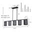 Suspension linéaire à 5 lumières noir mat pour îlot de cuisine avec abat-jour en verre texturé fumé pour salle à manger