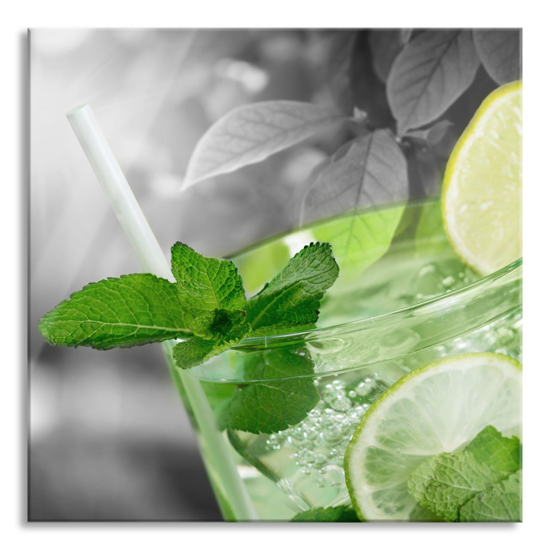 Ungerahmtes Foto auf Glas "Erfrischender Mojito-Cocktail"