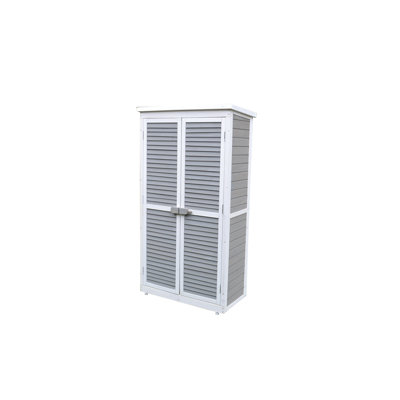 Leco MOMO 87 cm W Water Resistant Fir Lockable Cabinet Deck Box in White
