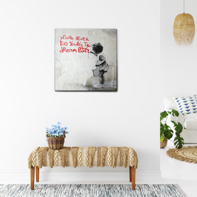Never Too Young by Banksy - Square Painting on Canvas