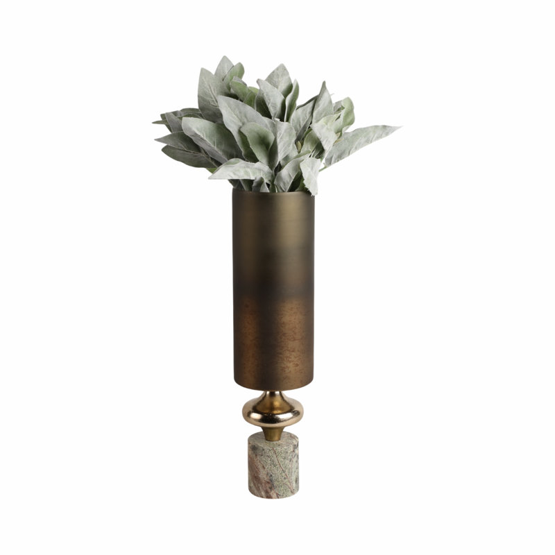 Sagebrook Home 17" Kano Small Glass Hurricane With Stone Base, 20" H x 5" W x 5" D