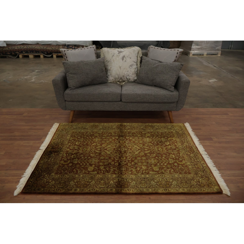 Tapis classique Aubusson 4 x 5 avec motifs traditionnels détaillés