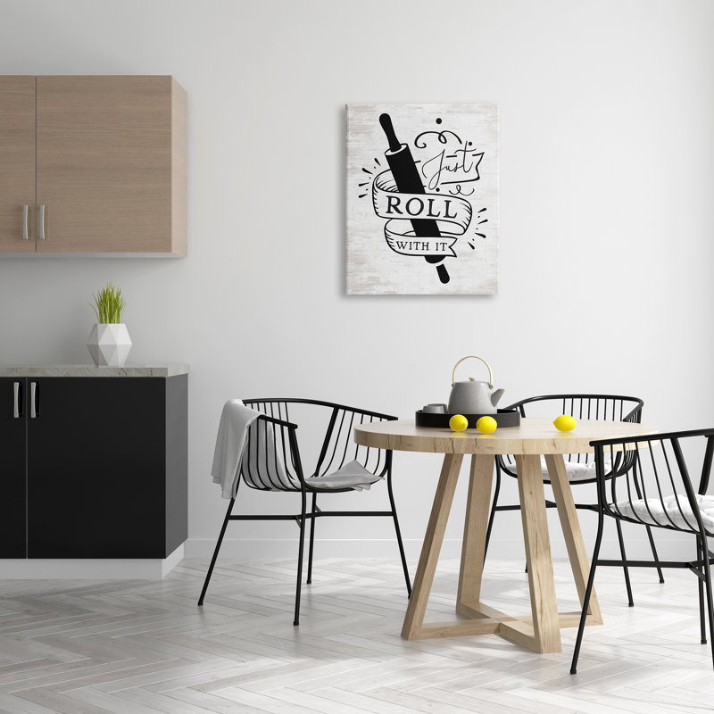 «Roll With It Kitchen» sur toile par lettré et doublé, H 30 po x l 24 po x P 1,5 po
