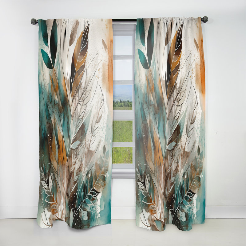 Ellenore - Visions vertes et brunes en Boho I - Rideau traditionnel en velours - obscurcissant - 1 panneau, L 52 po x L 84 po