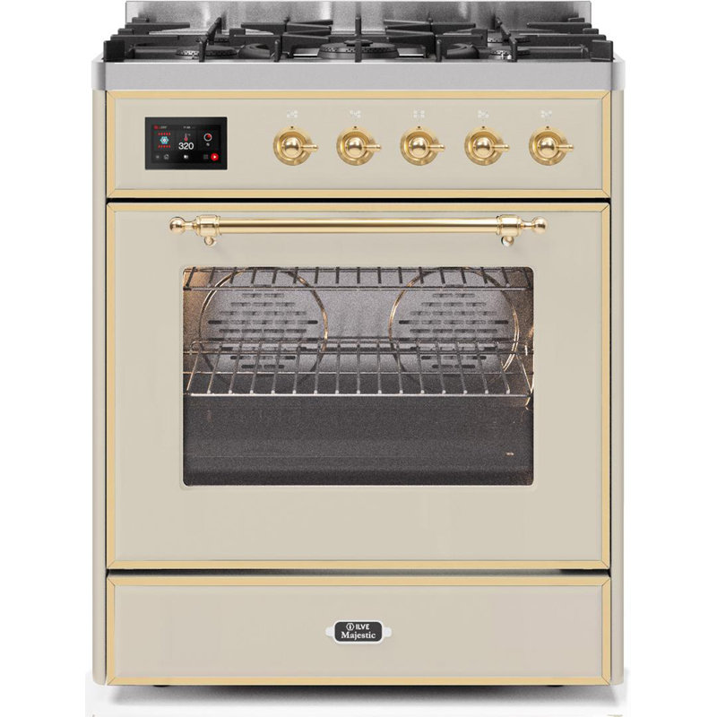 Majestic II 30" 2.3 cu. ft. Freestanding Dual Fuel Range, Antique White/Brass, Liquid Propane