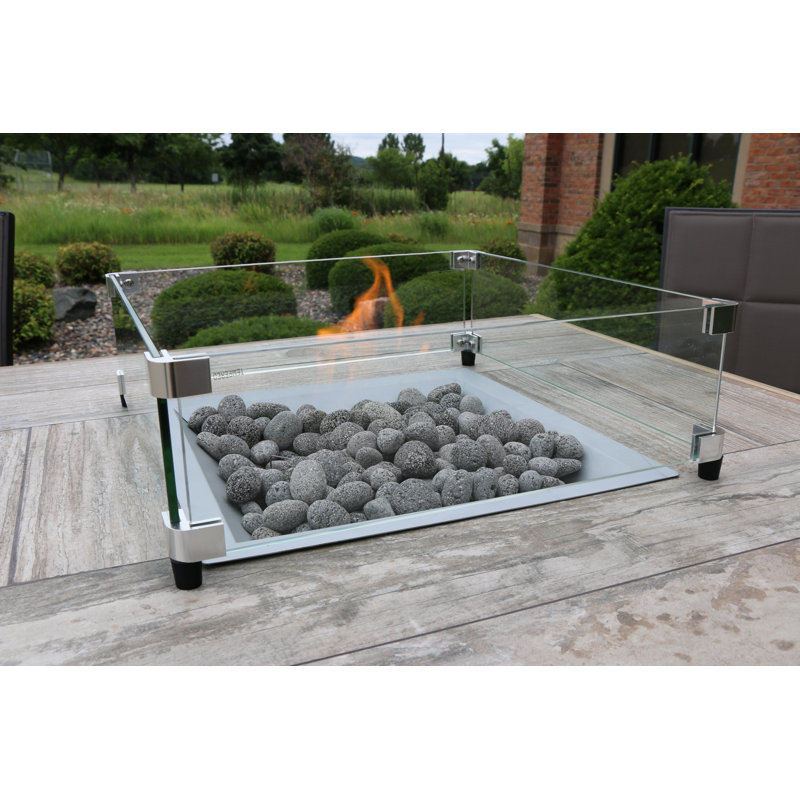 Accessoire de foyer en verre, H 5,75 po x l 17,6 po x P 17,6 po
