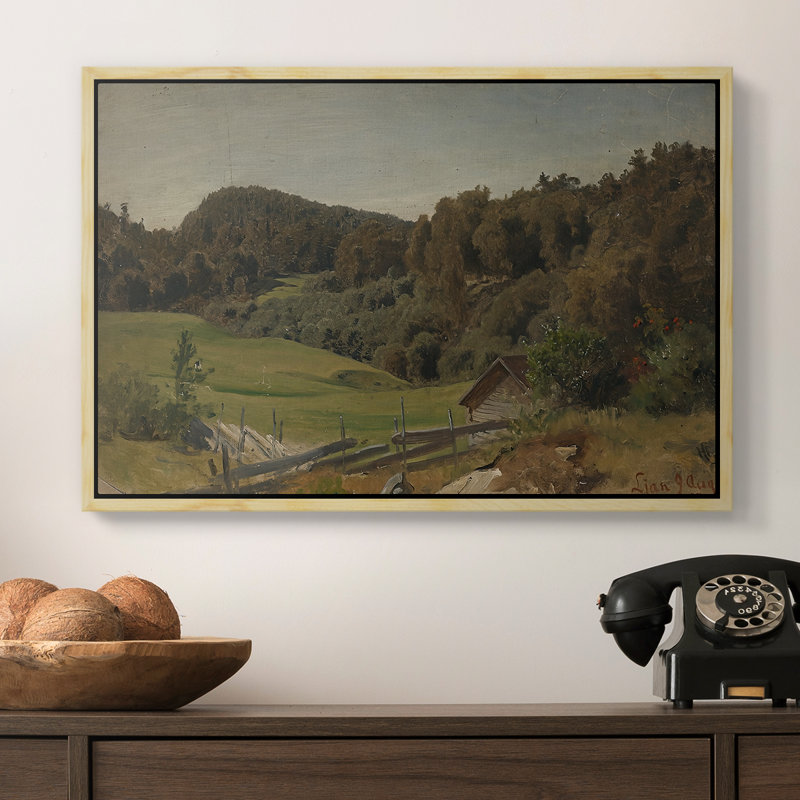 Paysage à Ljan, 1858 - Hans Gude, toile tendue avec châssis, 16 x 24, Naturel