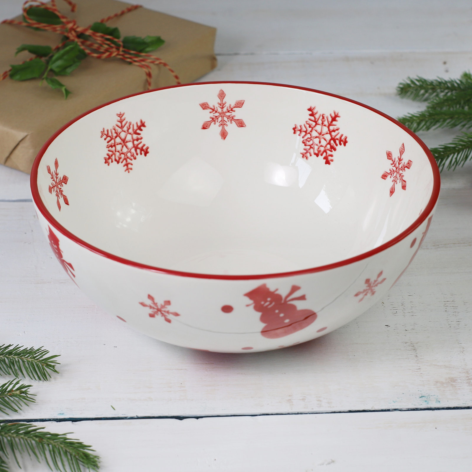 Winterfest Round Ceramic Serving Bowl