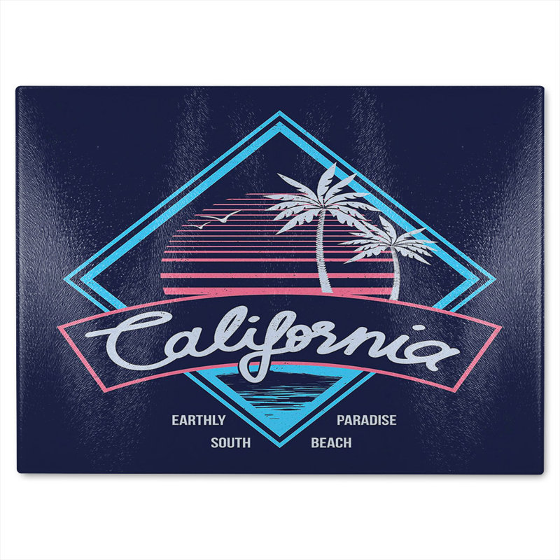 Neon California Glass Chopping Board, 28cm L x 20cm W