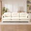 Canapé modulaire à trois places modulaires, mousse de haute densité en chenille douce, conception de dossier ergonomique à dossier capitonné, accoudoirs élégants, base en bois de haute qualité, convient aux salons de chambre à coucher, beige