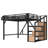 Full Loft Bed with Storage Stairs, Shelves and Built-in Wardrobe, Metal Loft Bed Frame with USB Ports and LED Lights, Noise-reduced Design, Natural Wood-37573008-37573013