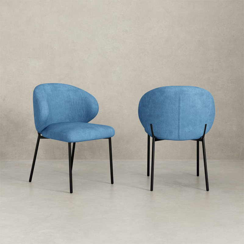 Biebel 47 cm H Upholstered Velvet Dining Chair, Teal
