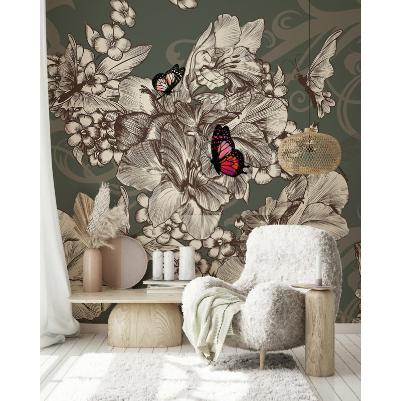 Floral Wall Mural, 75" L x 112" W