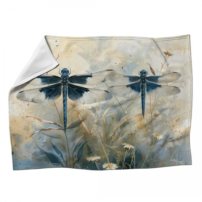 Dragonflies Insects Machine Printed Throw Blanket