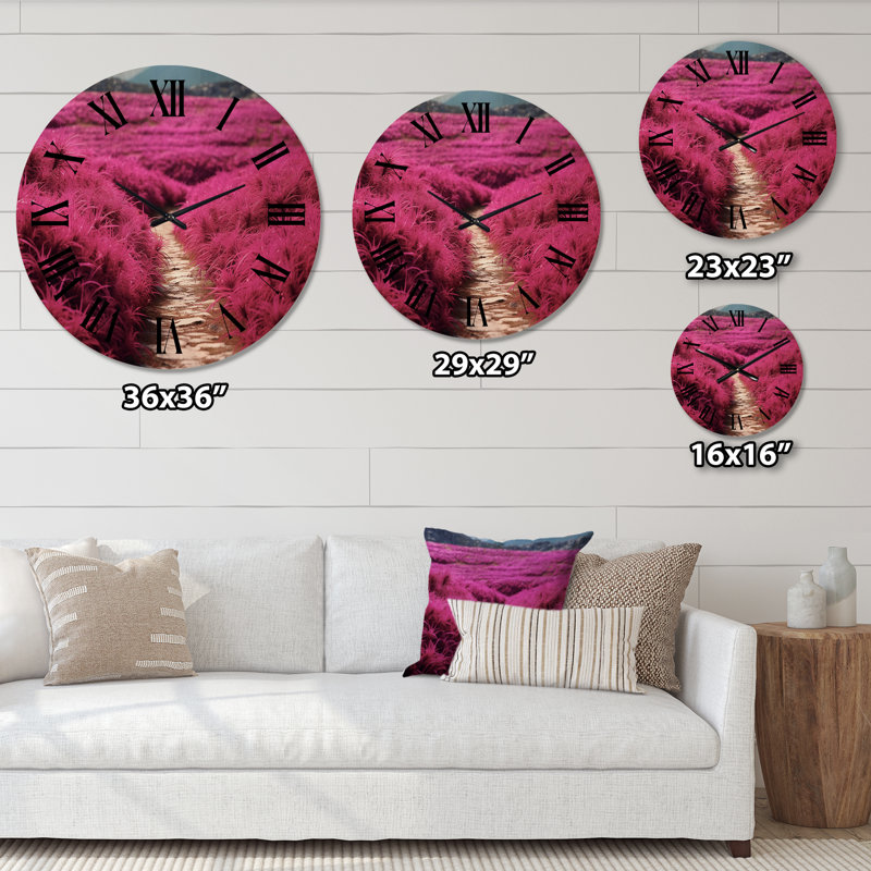 Horloge murale Fushia Blooming Abstraction II, Grand