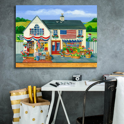 Epic Graffiti '4th Of July Market'  by Geraldine Aikman Canvas Wall Art, 34" x 26"