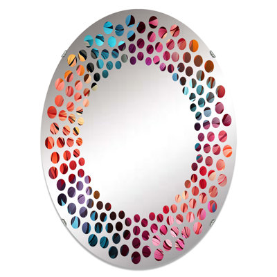 Dynamic Colorful Abstract Spiral - Polka Dot Wall Mirror Oval -  Design Art, MIR125305-O20-30