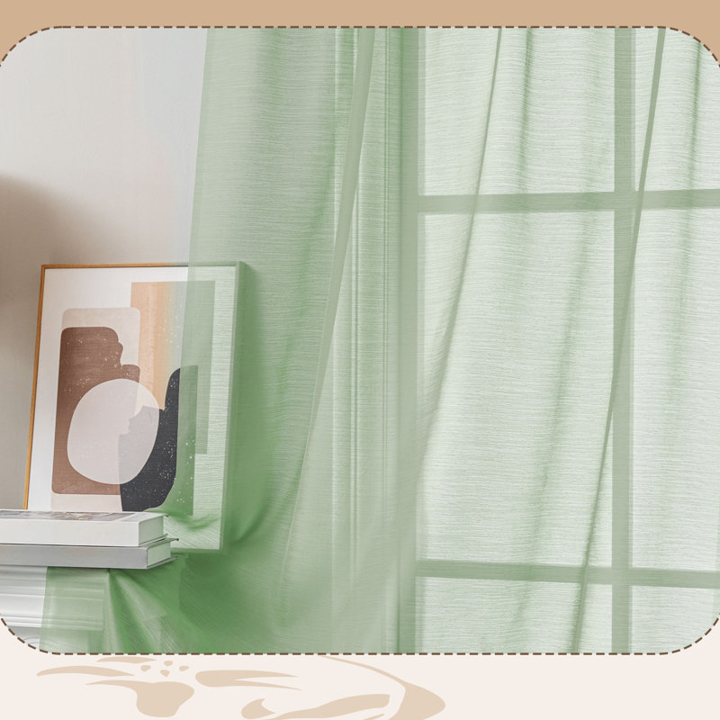 Voilage avec passe-tringle Voile, Vert sauge, L 42 po x L 84 po