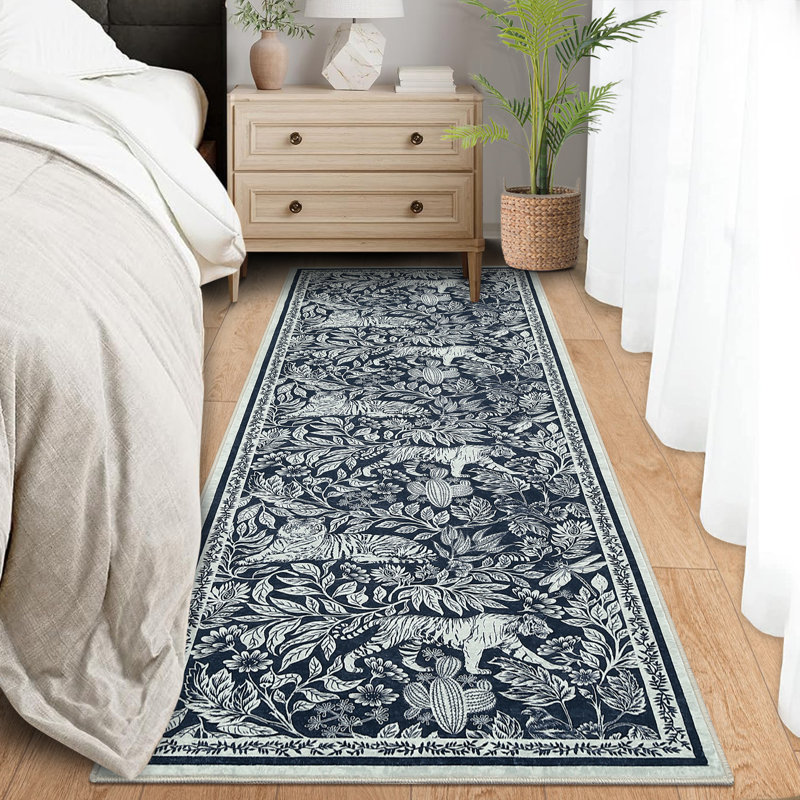 Area Rug 5x7 Washable Rug for Living Room/Bedroom Stain Resistant Foldable Nursery Mat Black, Black, Rectangle 5' x 7'