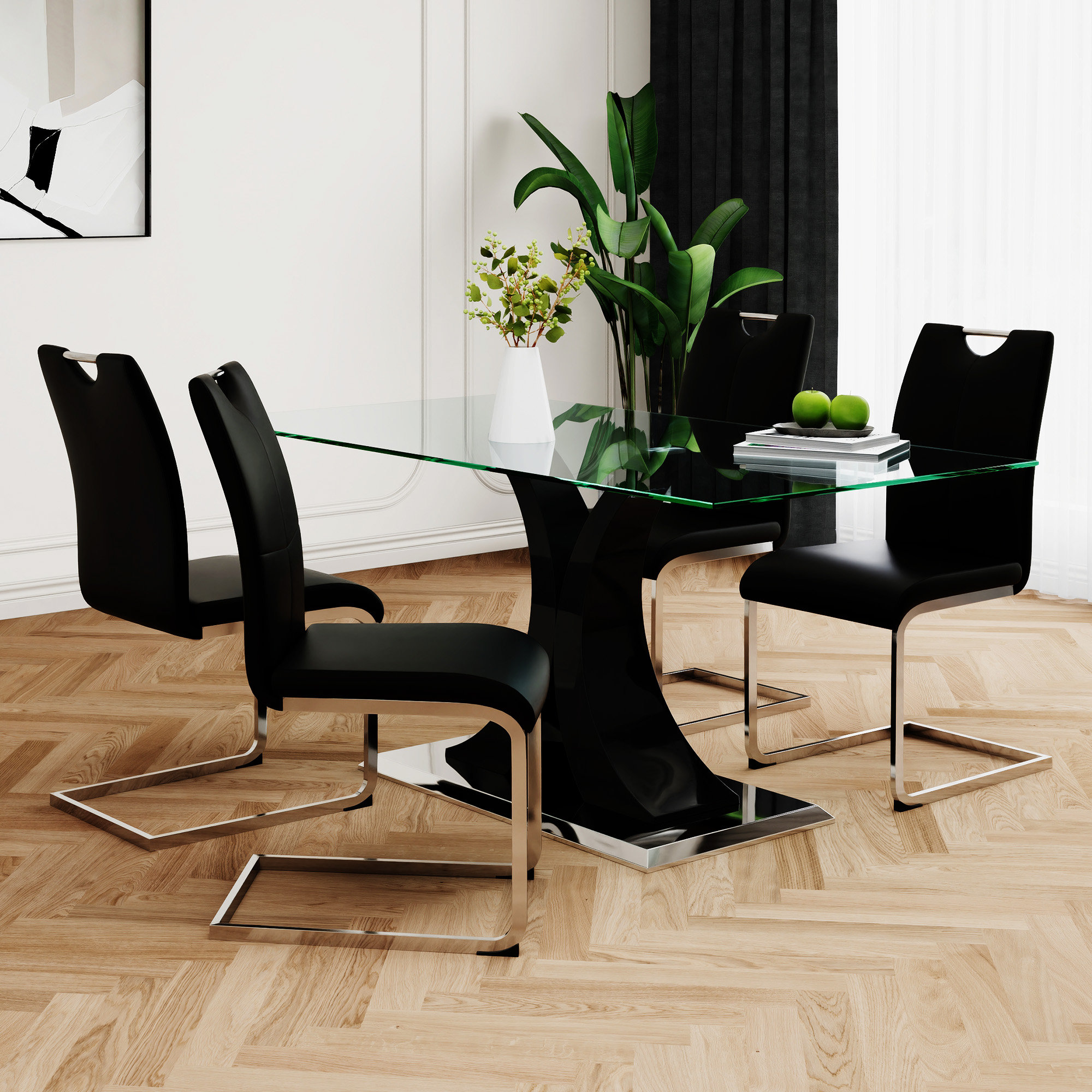 Ivy Bronx Modern Style Glass Dining Table Wayfair